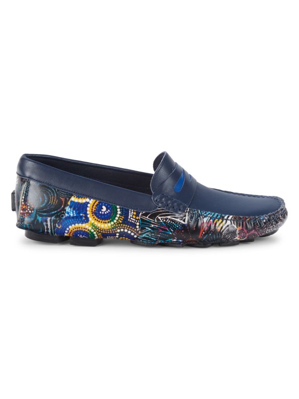 Robert Graham Ruby Print Leather Penny Driving Loafers